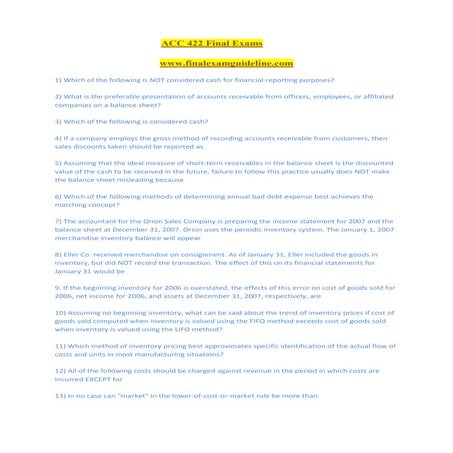 Acc 422 final exams
