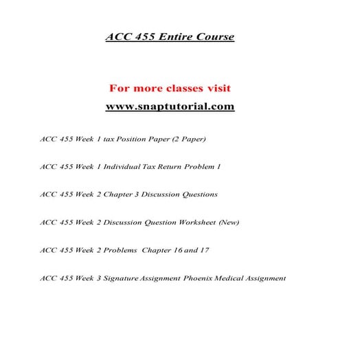 Acc 455 Exceptional Education / snaptutorial.com