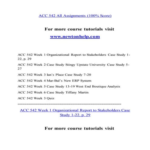 ACC 542 Expect Success/newtonhelp.com