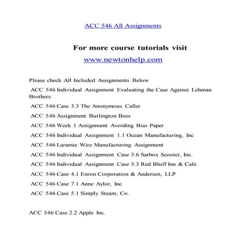 ACC 546 Expect Success/newtonhelp.com