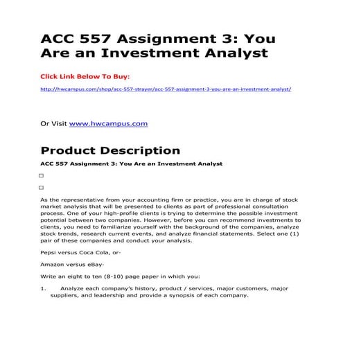Fin 534 week 9 assignment 1 strayer | DOCX