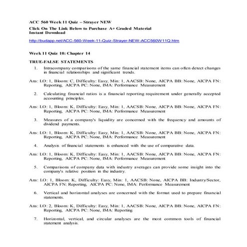 Acc 560 week 11 quiz – strayer new