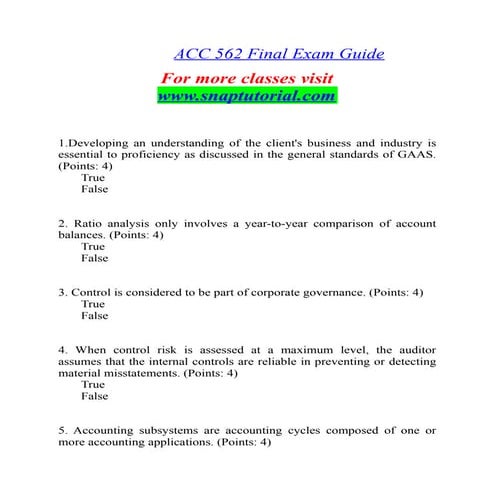 Acc 562 final exam strayer new | DOCX