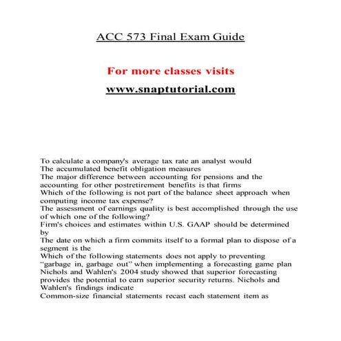 Acc 573  Enhance teaching / snaptutorial.com