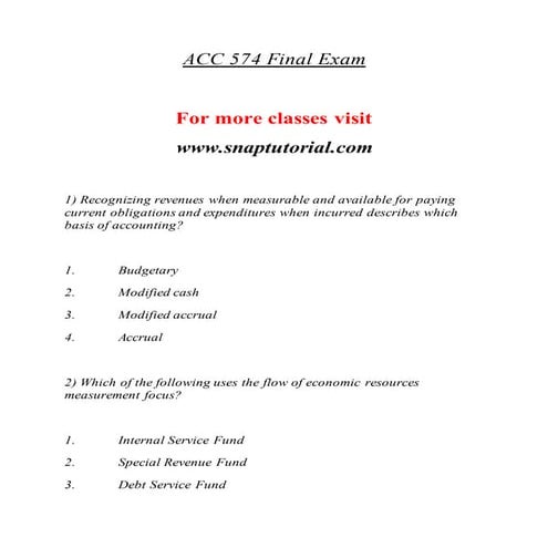 Acc 574 final exam | PDF