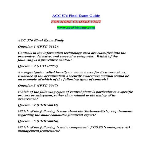 ACC 499 Final Exam Guide | PDF