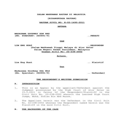 THE RESPONDENT'S WRITTEN SUBMISSION AMENDED | DOC