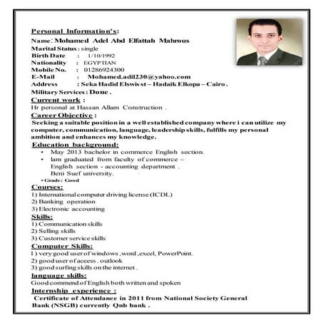 Personal Information Mohamed Adel Abdelfattah                               M...