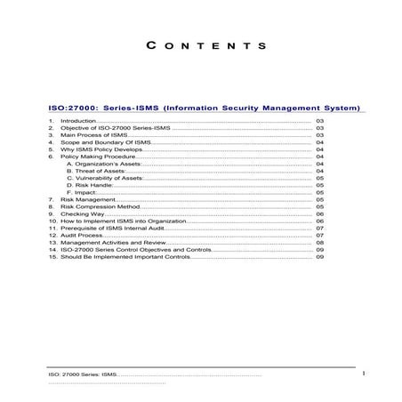 Reporting about Overview Summery  of ISO-27000 Se.(ISMS)