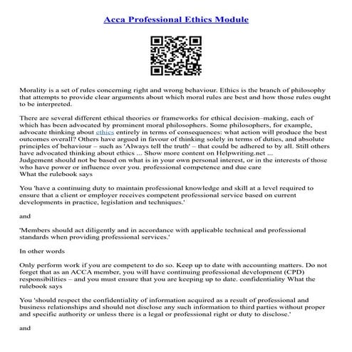 Acca Professional Ethics Module