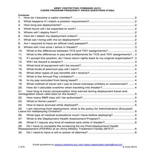 ACC Deployable Cadre Incentives | PDF