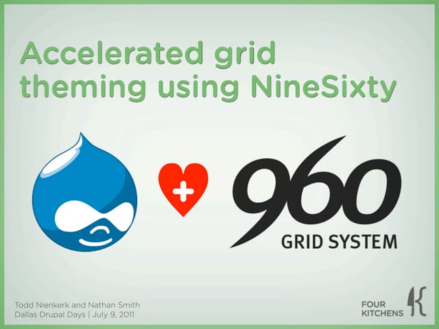 Accelerated grid theming using NineSixty (Dallas Drupal Days 2011)