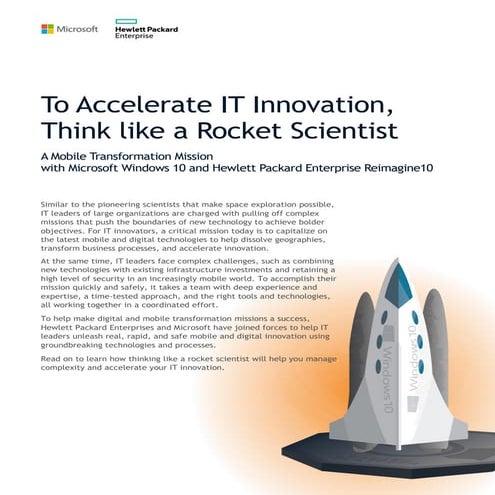 To Accelerate IT Innovation, Think like a Rocket Scientist