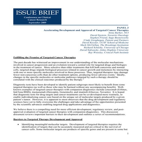 Accelerating development and approval of targeted cancer therapies