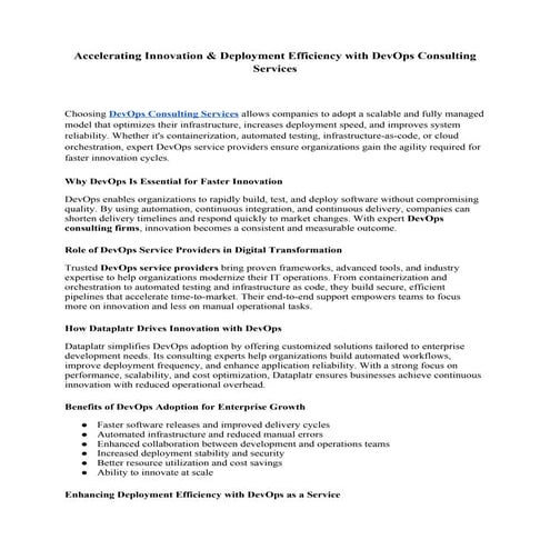 Accelerating Innovation & Deployment Efficiency with DevOps Consulting Servic...