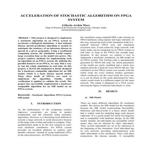 Acceleration of stochastic algorithm on fpga system