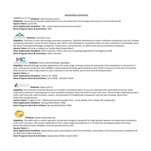 2018 Boston Accelerator Info Sheet