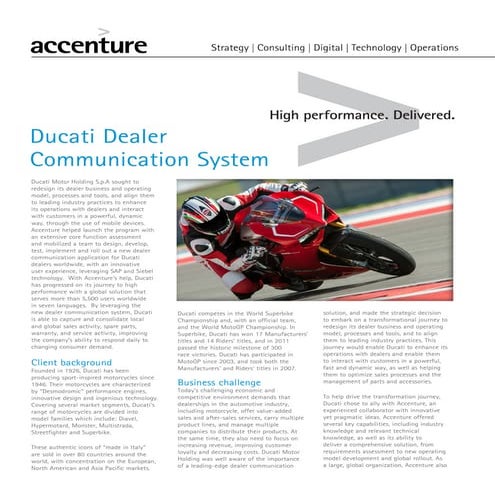 Ducati Dealer Communication System