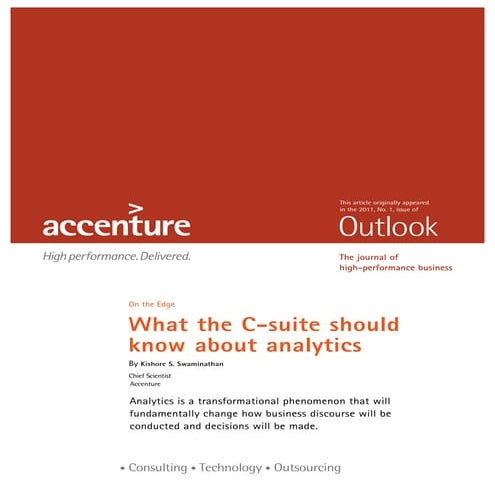 Accenture: Outlook What C Suite Should Know About Analytics 2011