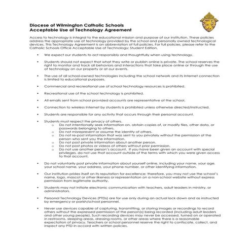 Acceptable Use Agreement Students 2011