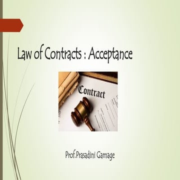 Acceptance of and offer and formation of an agreement