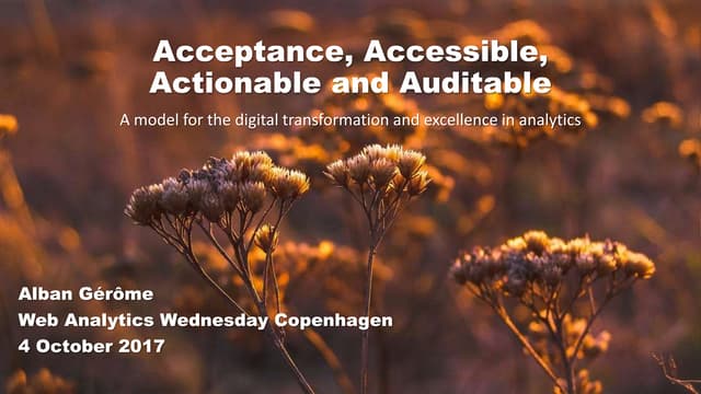 Acceptance, accessible, actionable and auditable