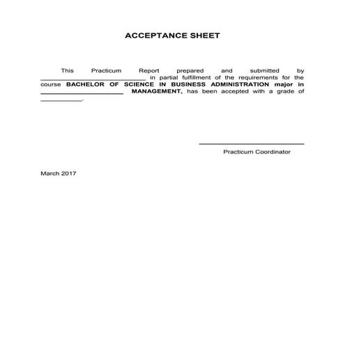 Acceptance  sheet