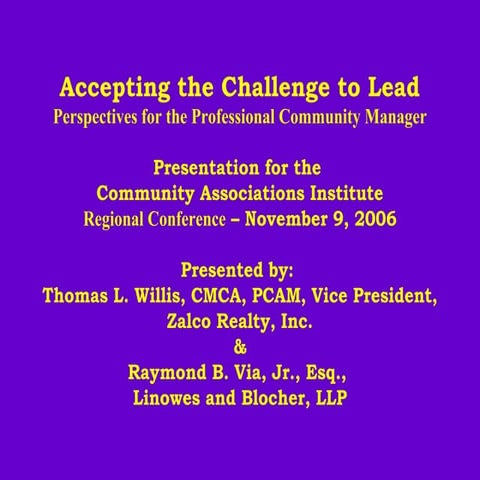 Accepting the Challenge to Lead   Regional Conference 11-9-06