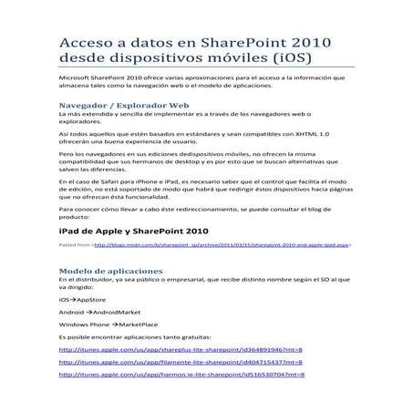 Acceso sharepoint 2010 desde dispositivos