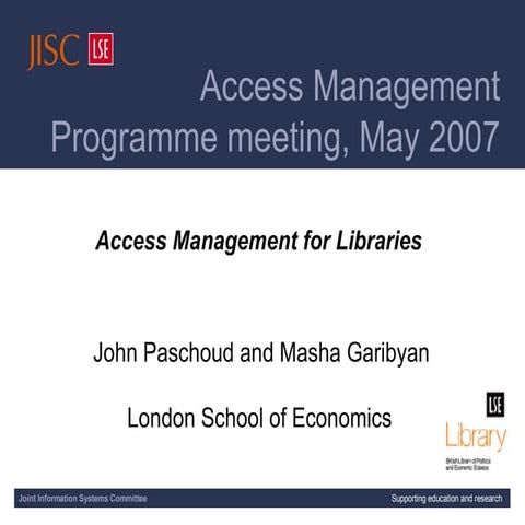 Access Management for Libraries by John Paschoud & Masha Garibyan
