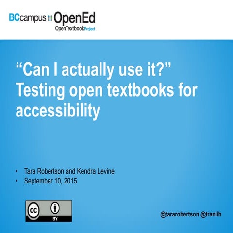 “Can I actually use it?” Testing open textbooks for accessibility