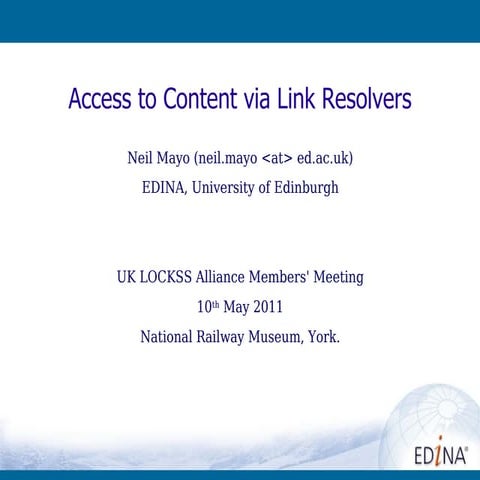 Access to Content via Link Resolvers