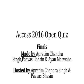Access 2016 Open Quiz