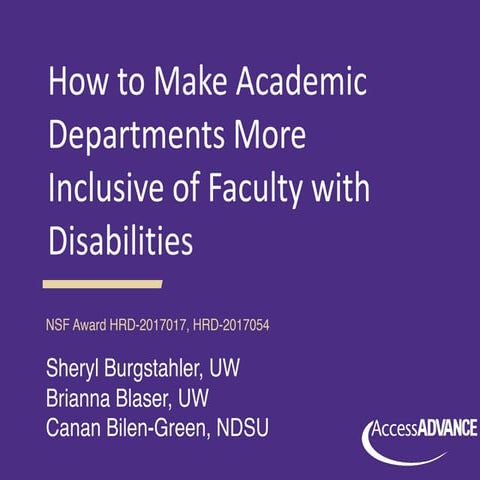 How to Make Academic Departments More Inclusive of Faculty with Disabilities
