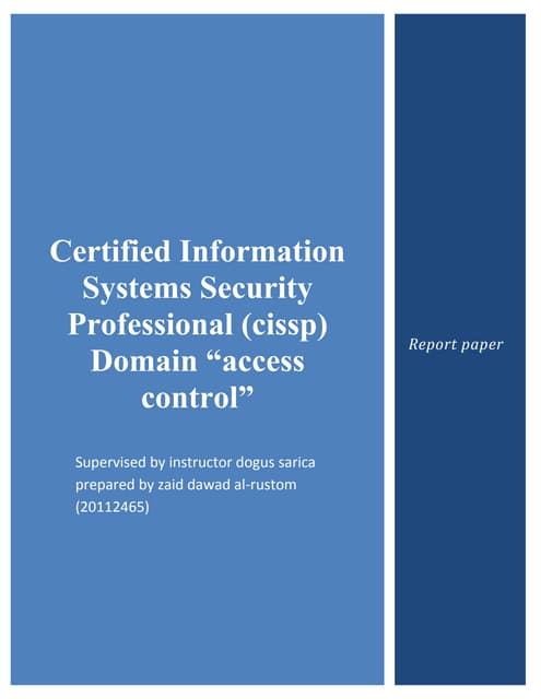 Certified Information Systems Security Professional (cissp) Domain “access co...