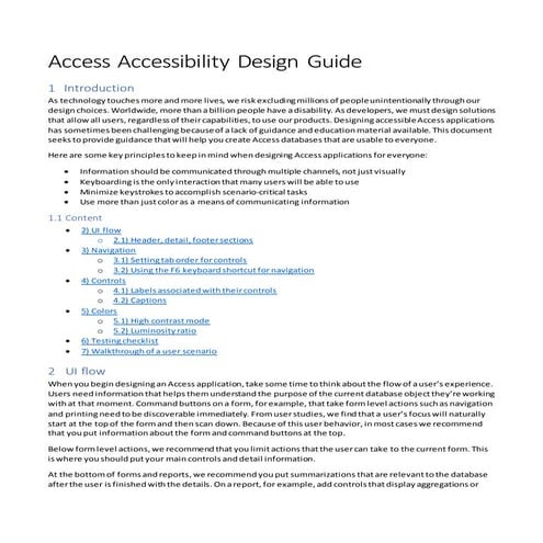 Access design guide for accessibility