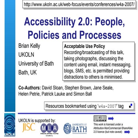 Accessibility 2.0: People, Policies and Processes