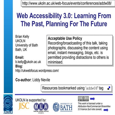 Web Accessibility 3.0: Learning From The Past, Planning For The Future