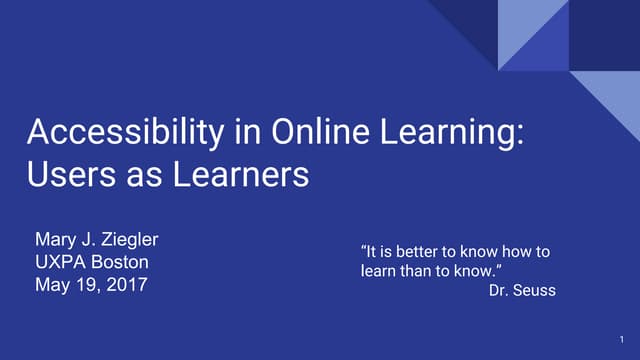 Accessibility and Online Learning: Users as Learners