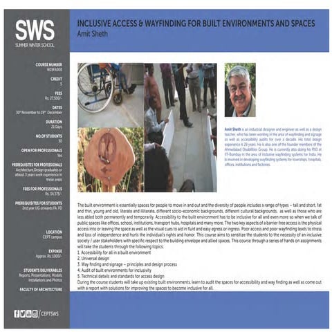SWS15: Winter School - Inclusive Access & Wayfinding for Built Environments a...