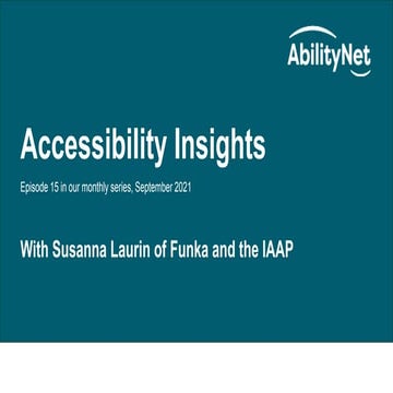 Accessibility Insights with Susanna Laurin of Funka and IAAP