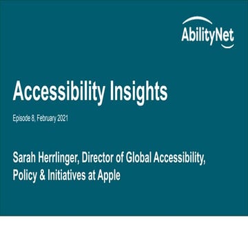 Accessibility Insights with Apple - Sarah Herrlinger