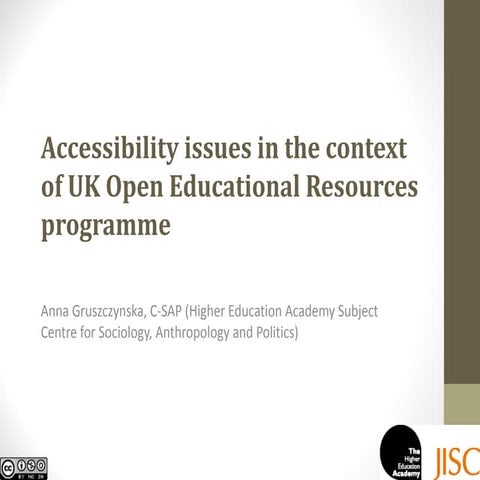 Accessibility issues in the context of uk open educational resources programme