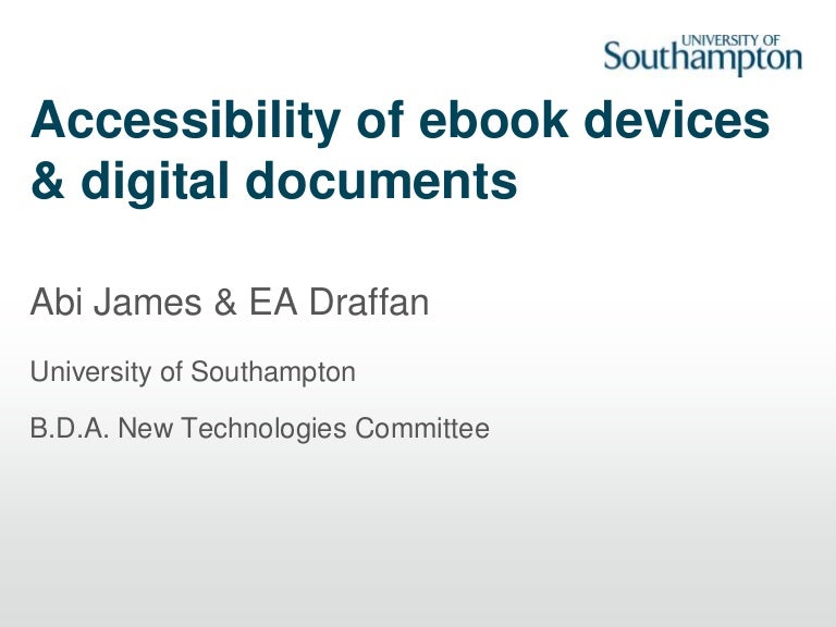 Accessibility of ebook devices & digital documents