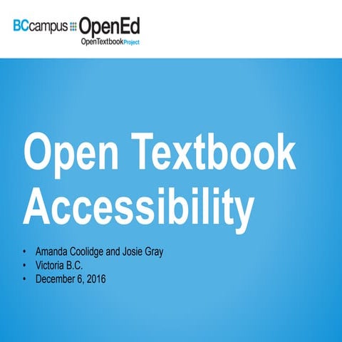 BCcampus: Open Textbook Accessibility Webinar