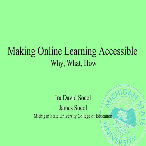 Making Online Learning Accessible - A Resource Guide