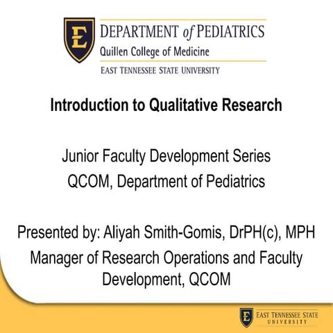 Introduction to qualitative research design
