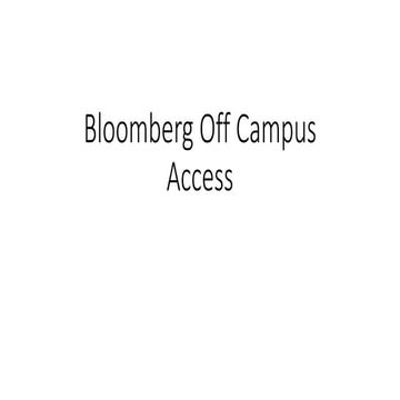 How to access Bloomberrg off campus