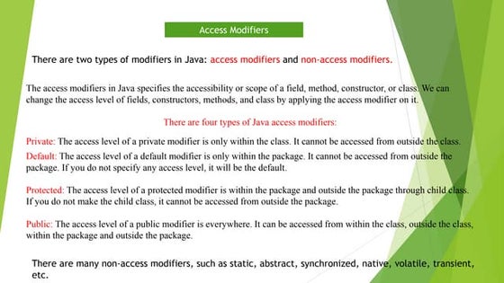 Access specifiers(modifiers) in java | PPT