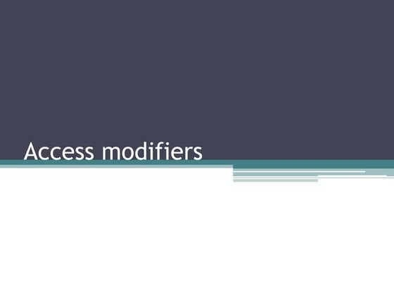 Access specifiers(modifiers) in java | PPT